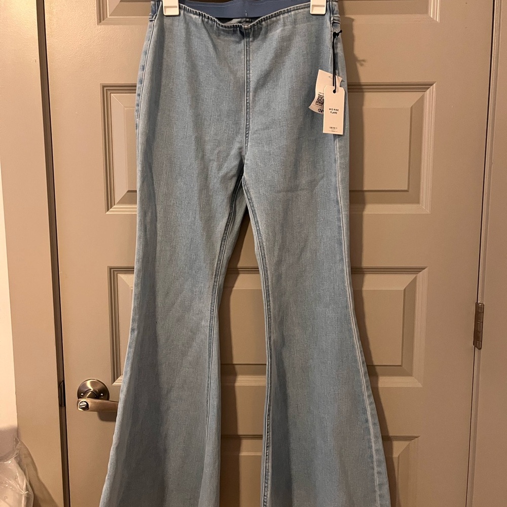 Forever 21 Blue Flare Wide Leg Jeans